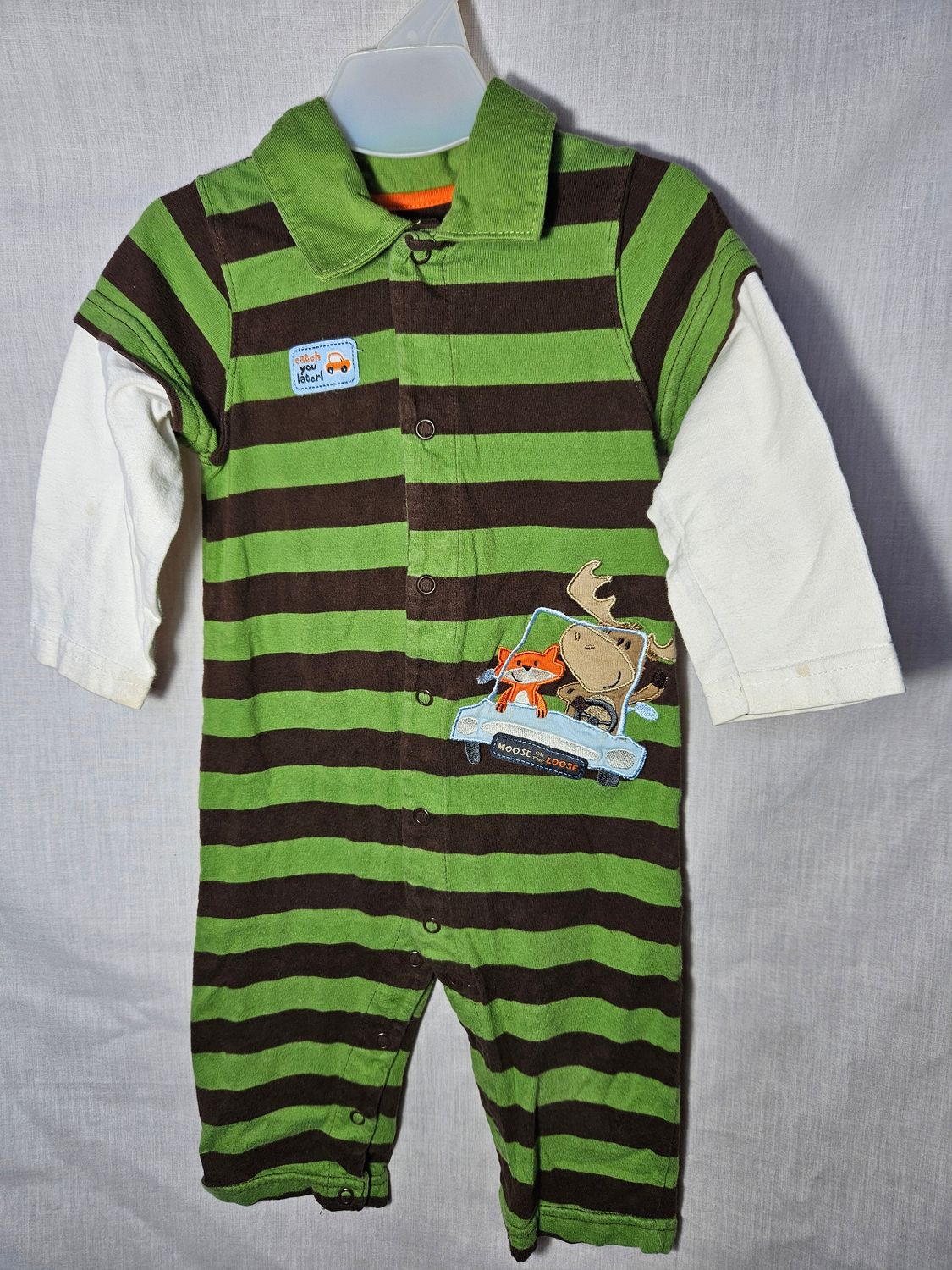 PIJAMA MANGA LARGA, TIPO MONITO, SIN PIES. CON BROCHES. MARCA CARTERS. TALLE 12 M