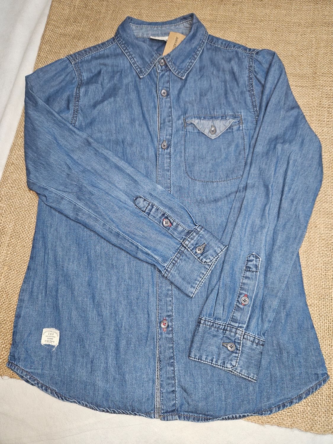 CAMISA DE JEAN MANGA LARGA PARA NIÑO. TALLE 9-10. MARCA ZARA