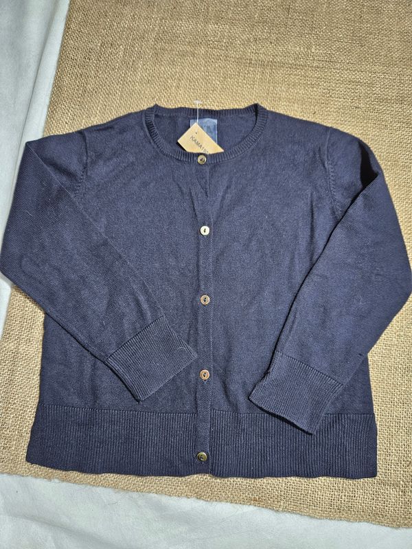 SACO DE HILO, COLOR AZUL MARINO. MARCA ZARA. TALLE 6.