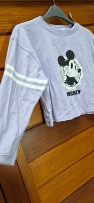 REMERA DE ALGODON, TIPO TOP, MANGA 3/4. DISEÑO DISNEY MICKEY. MARCA BAS, TALLE 10.