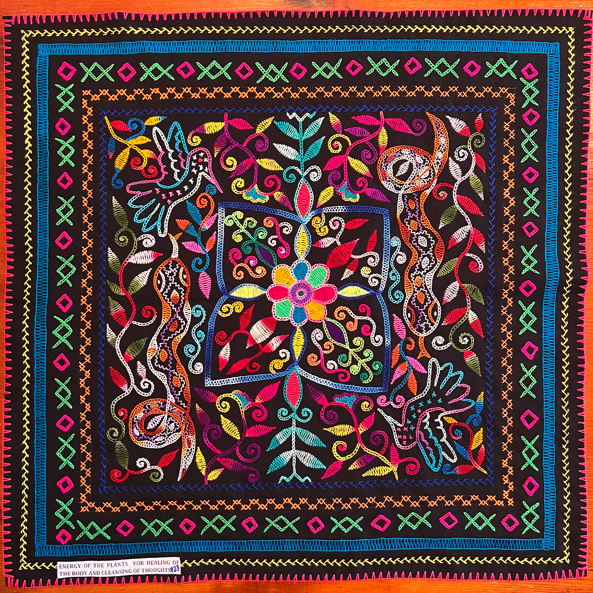 Energy of the plants, Hummingbird and serpent for healing of the body and cleansing of the thoughts. 29” x 29”