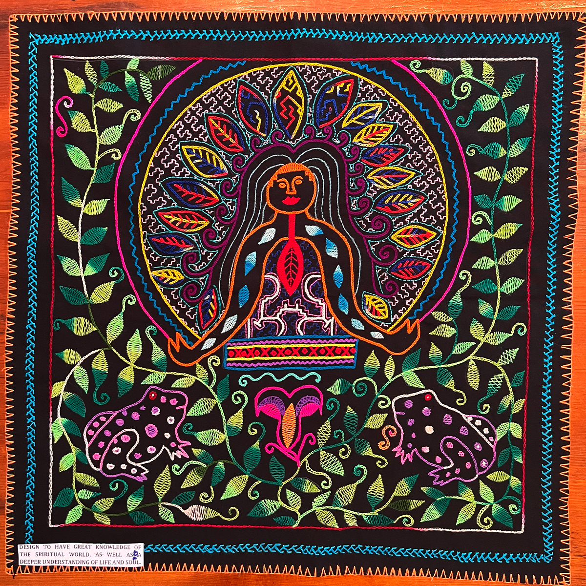 Prayer song to have great knowledge of the spiritual world, as well as a deeper understanding of life and soul. 27” x 27”.