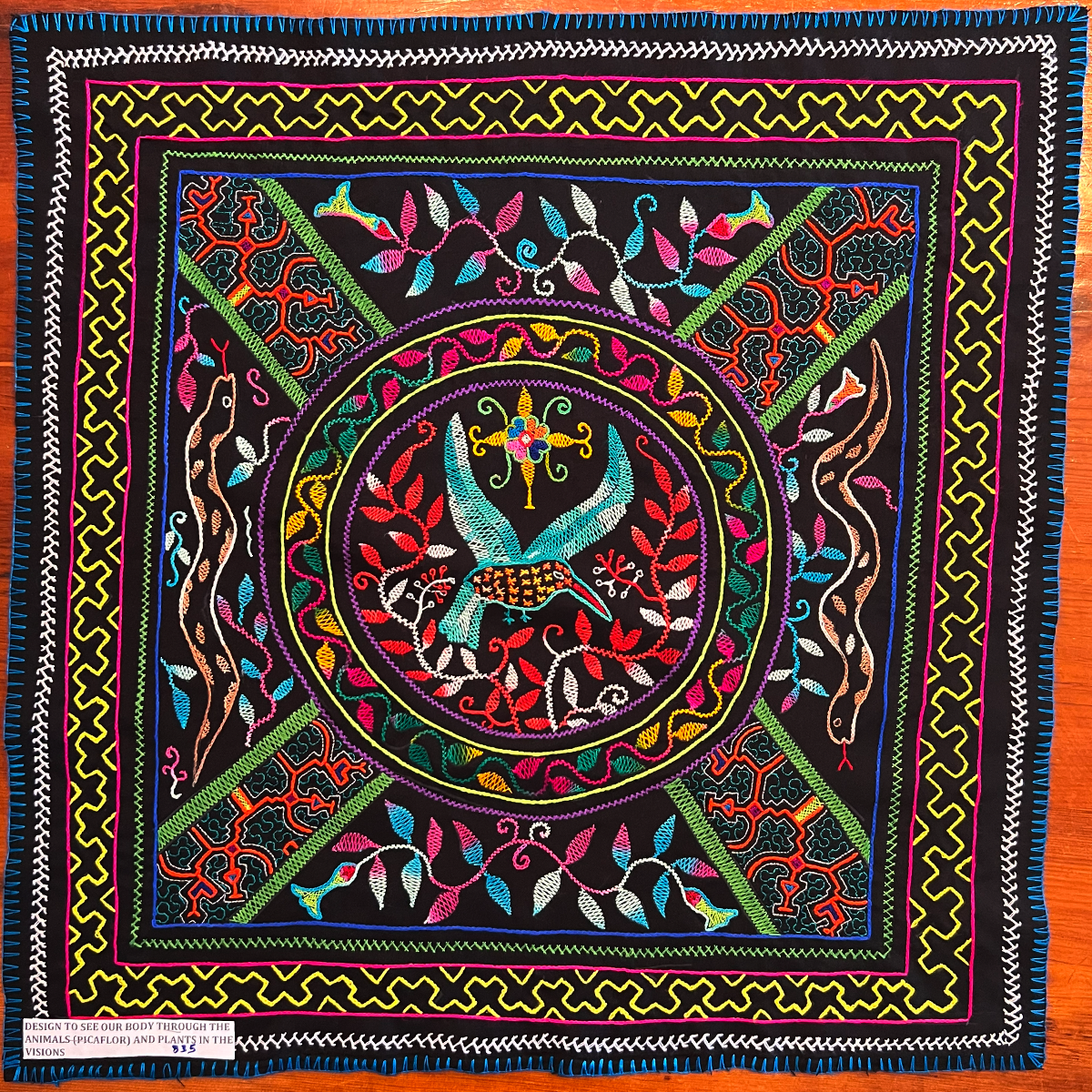 Song to connect to all of the animals and plants. 29” x 29”.