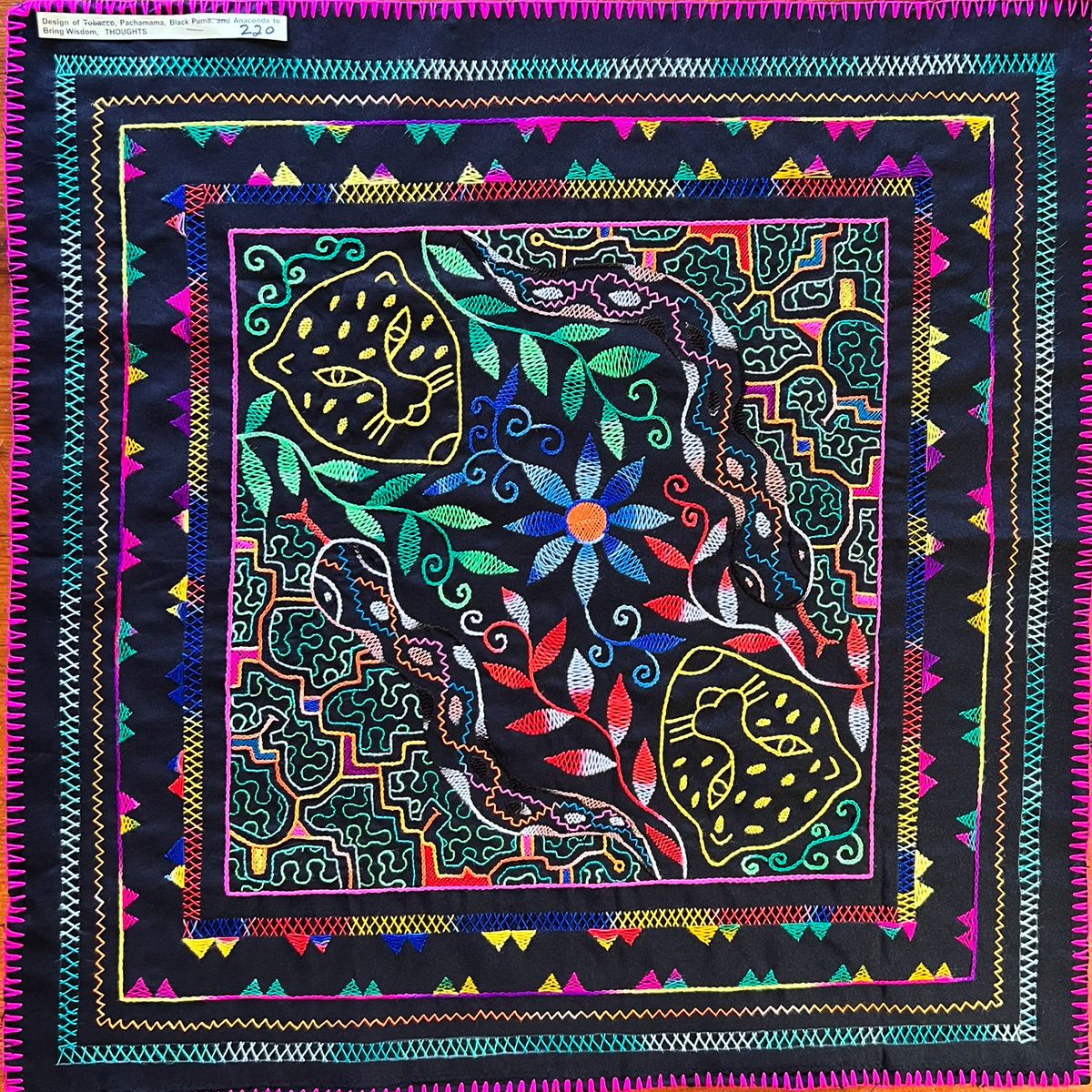 #220 Song of Tobacco for power and protection, Mother Earth, Black Puma, and Anaconda to bring wisdom, good thoughts. 30” x 30”