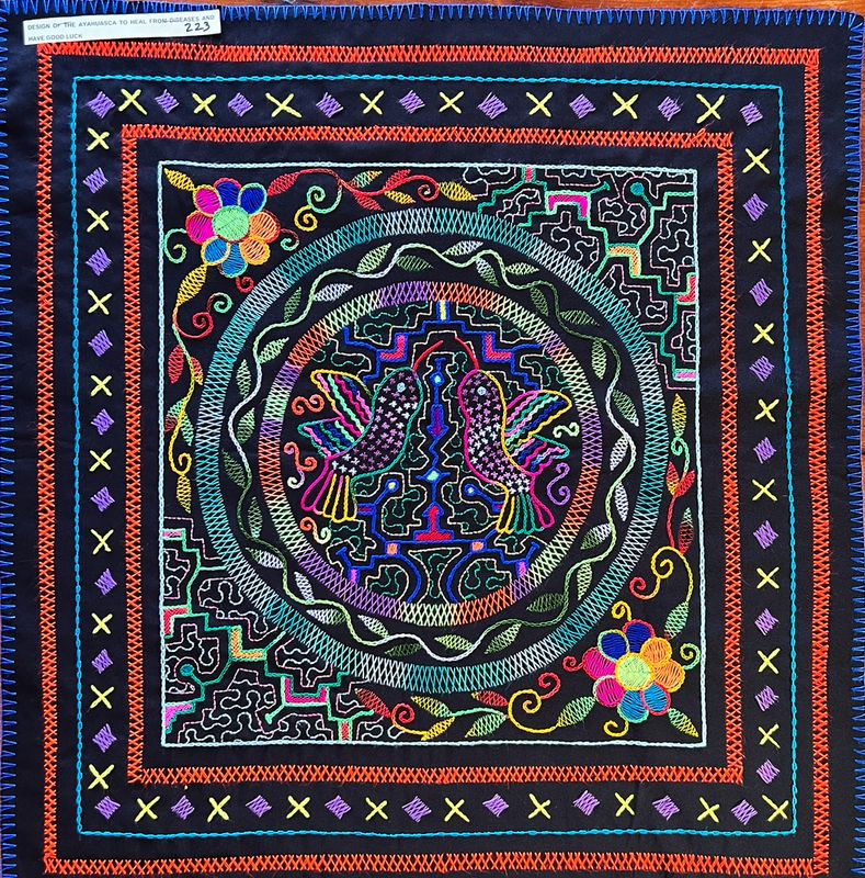 #223 Song of Ayahuasca to heal from diseases and to bring good luck. The Hummingbird for joy, tranquility, and spiritual development. 29”x 29”.