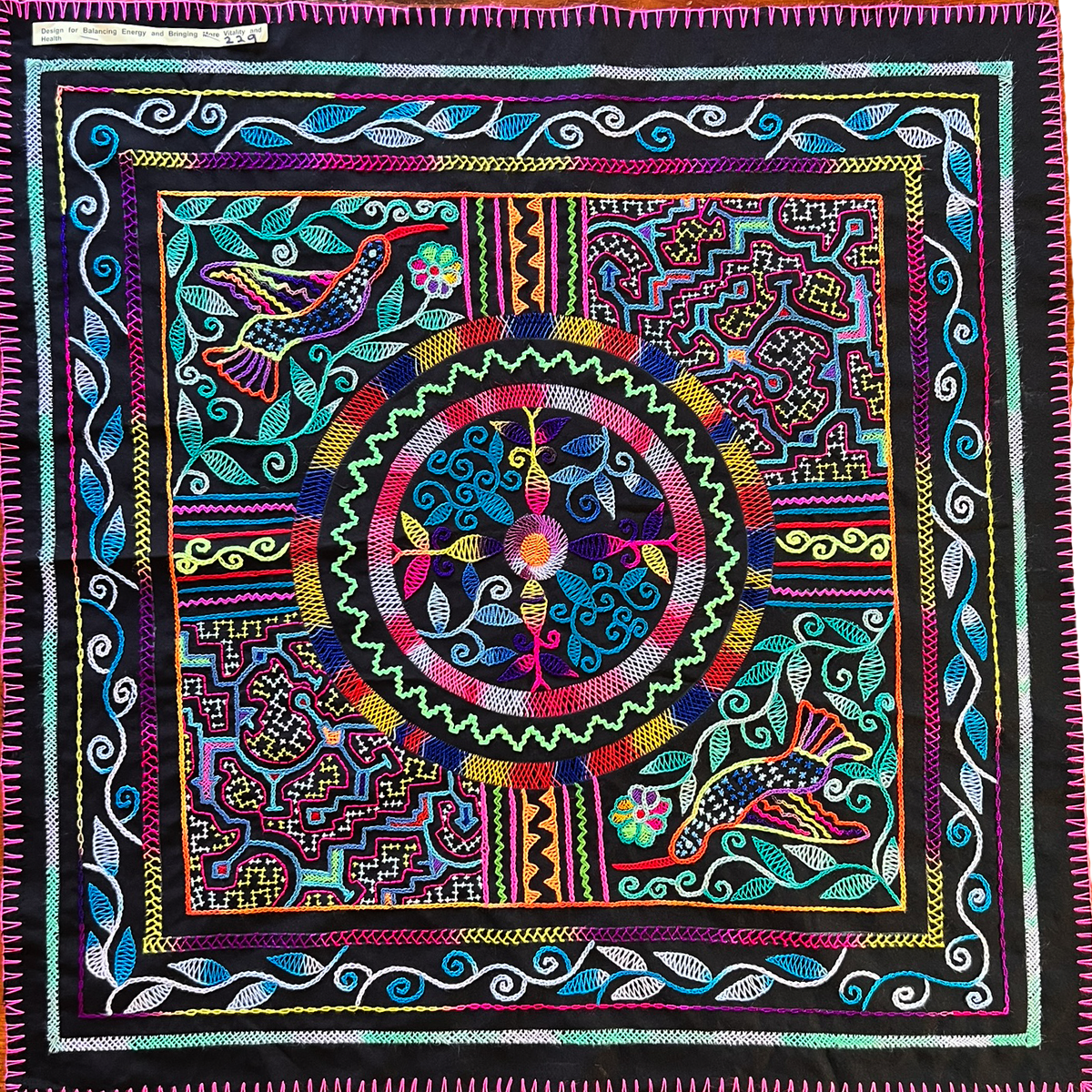 #229 Song for balancing energy in the body and mind of spirit, and bringing more vitality and health to life.  29” x 29”.