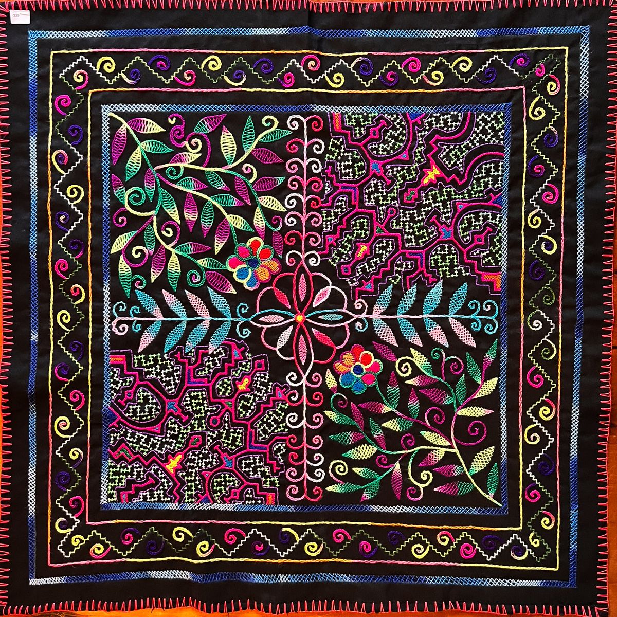 #239 Song of protection against bad energies, intrusive energies, bad thoughts. Also the song of bringing in good energies and power and protection 28” x 28”