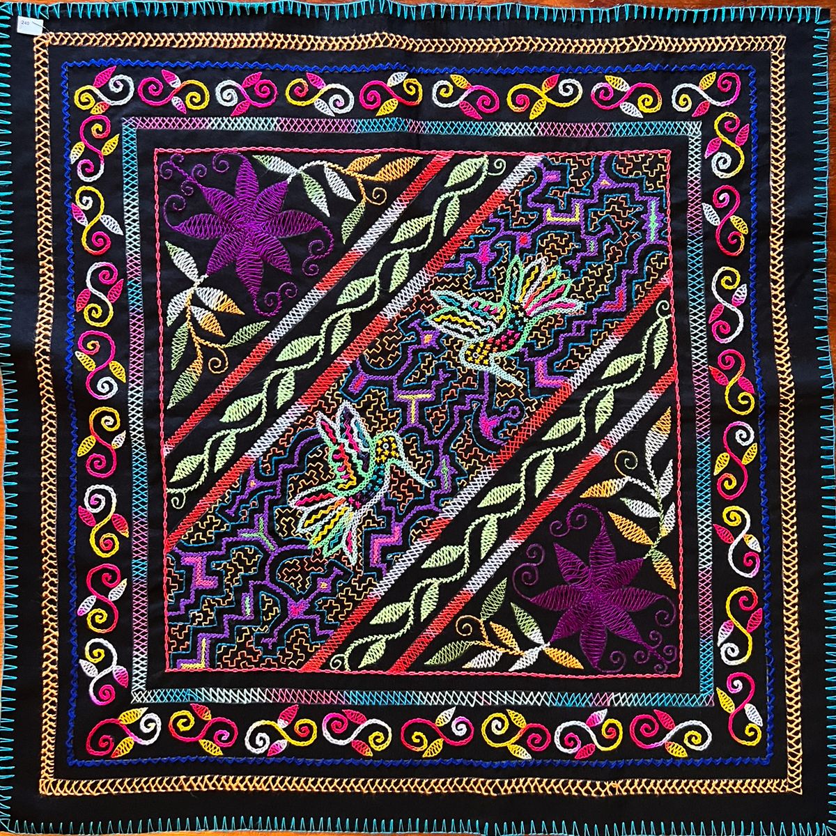 #240 Song of the Hummingbird for joy and protection of the whole family, protection against bad energies and bad thoughts, the Camalonga Plant for a good boundaries. 29” x 29”.