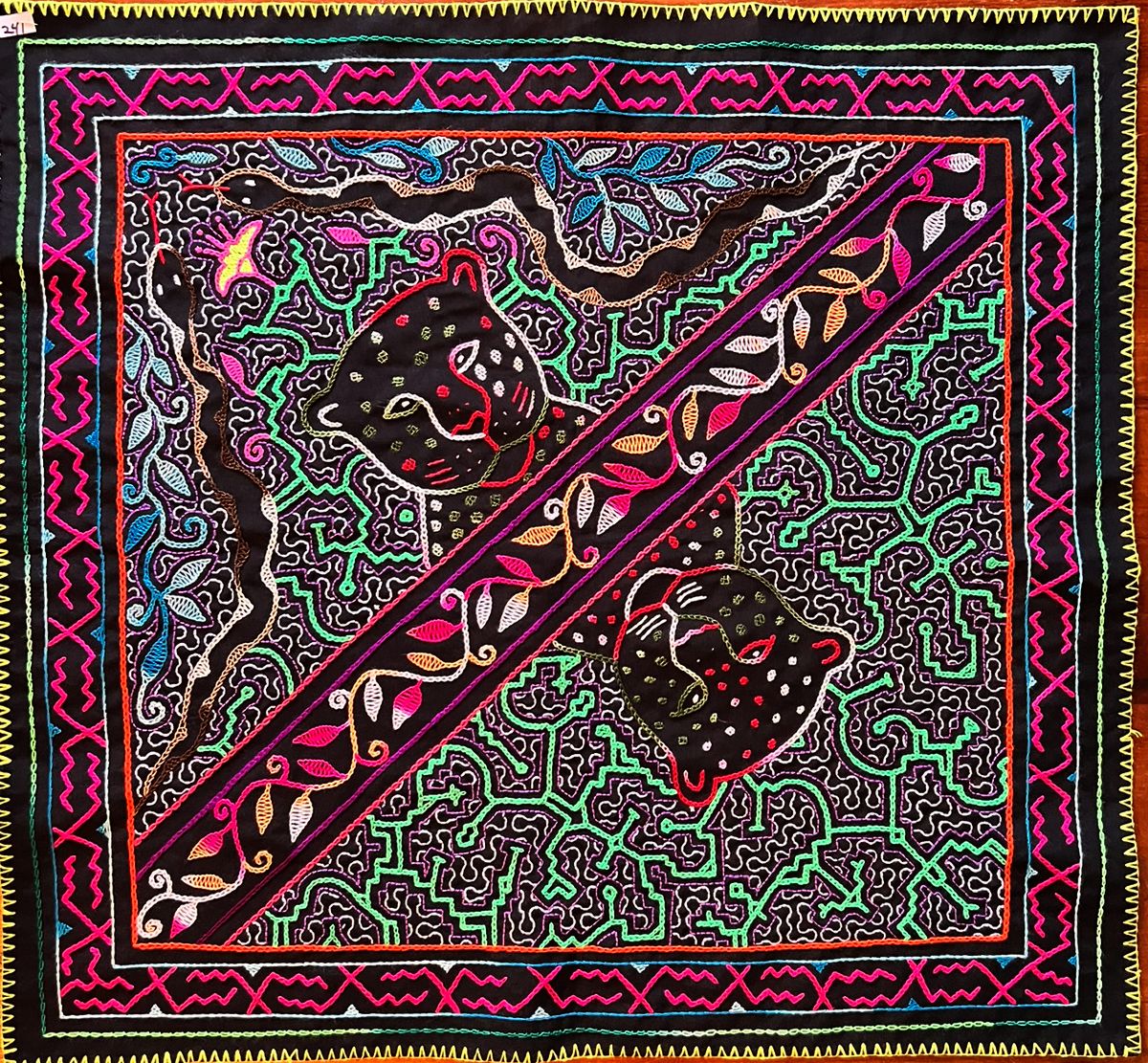 #241 Power of the Puma and Tobacco to bring great strength, vision, protection, and good health. Power of the Anaconda for health and protection in good life. 27” x 29”.