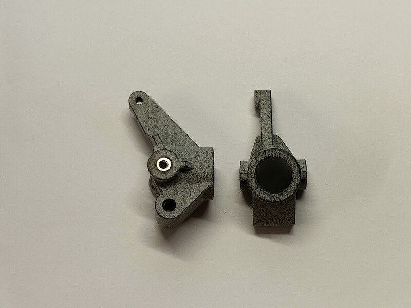 Yokomo 870c front steering knuckle/ rear upright, pair, grey finish