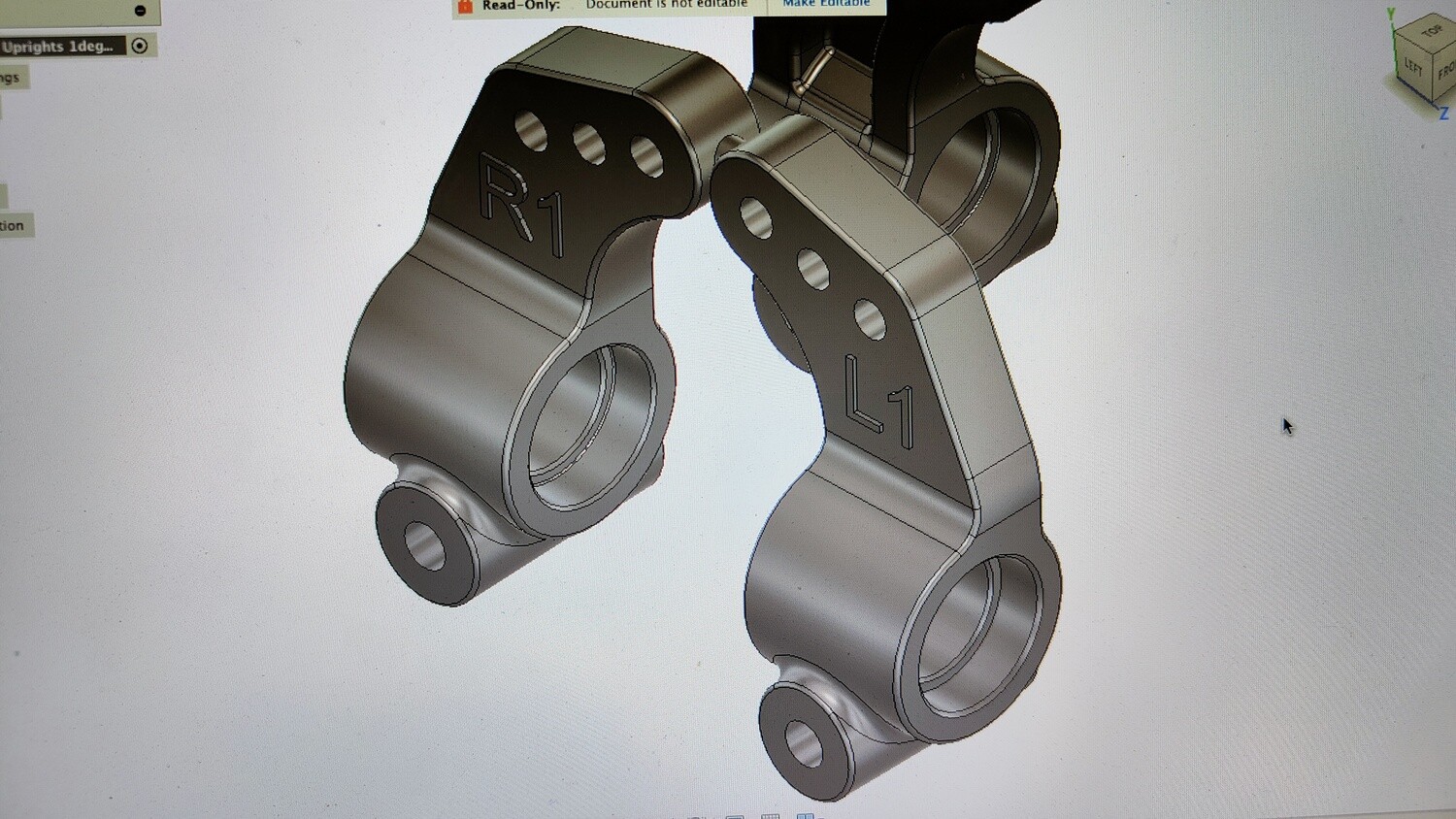 Losi XXCR 1° toe narrow rear uprights, pair