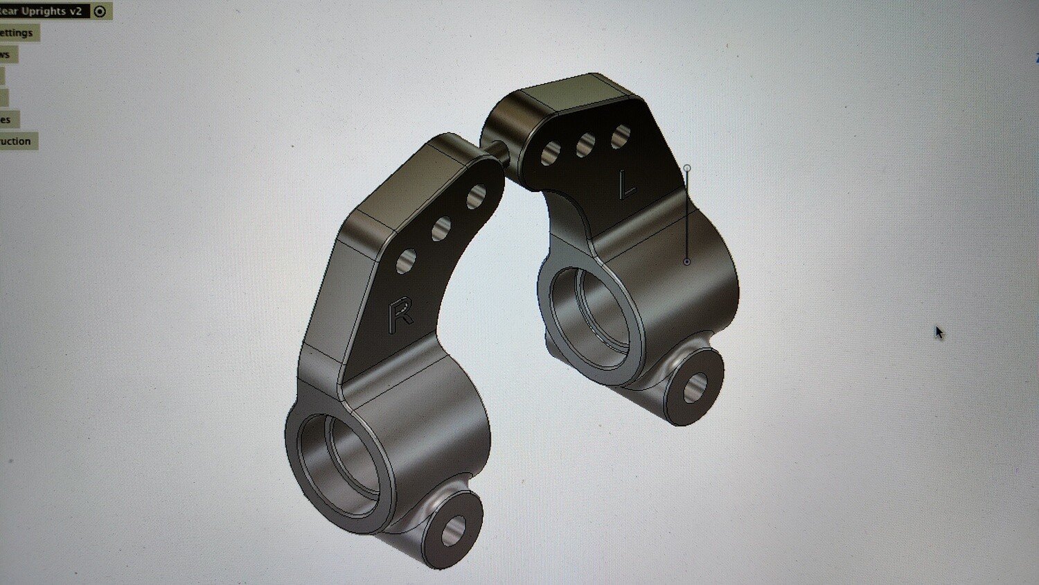 Losi XXCR 0° toe narrow rear uprights, pair