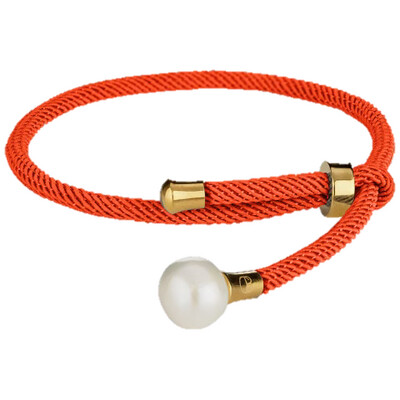 Armband IBIZA Style mit Süßwasserzuchtperle - orange/gold