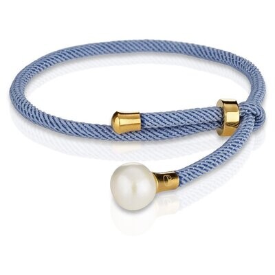 Armband IBIZA Style mit Süßwasserzuchtperle - hellblau/gold