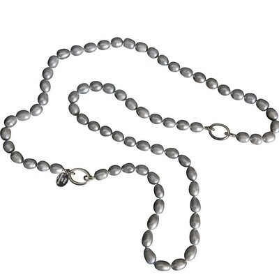 Perlenkette in XXL - Silbergrau