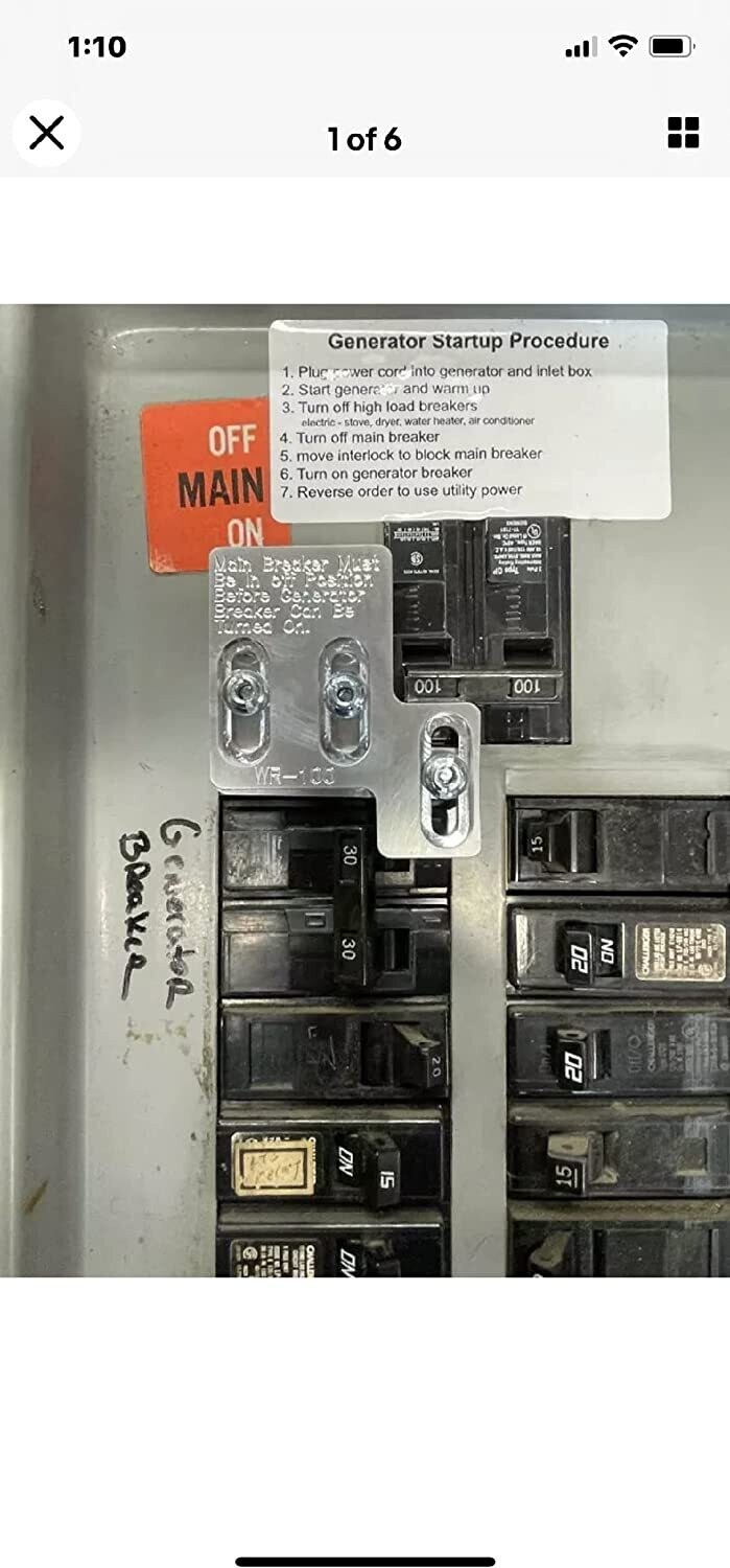 WR-75 100 amp simians or ITE Generator Interlock