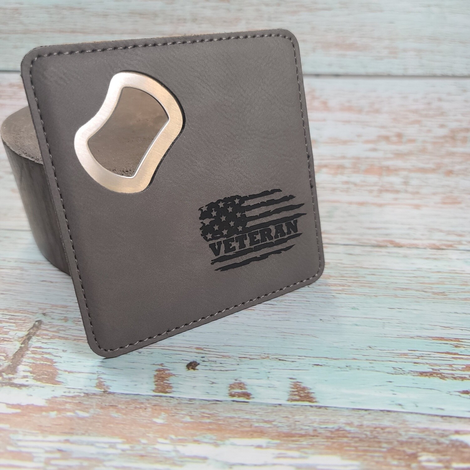 Leather Bottle Opener Coaster