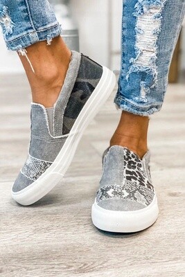 Mixed Print Slip-on Canvas Shoes