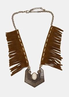 Boho Leather Fringe Necklace Set