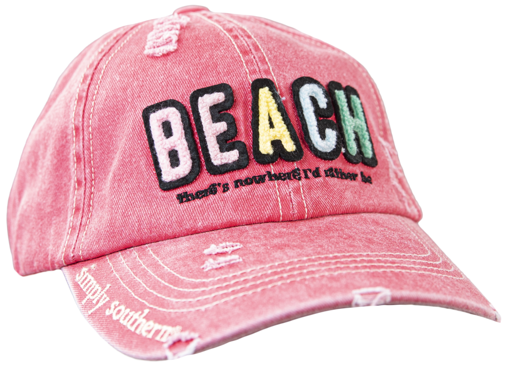 Women&#39;s Baseball Hat - Chenille, Color: Red, Theme: Beach