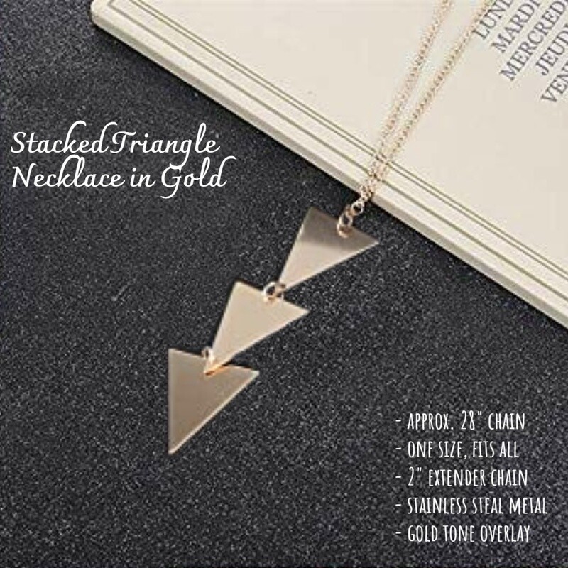 Stacked Triangle Pendant Necklace, Finish: Gold