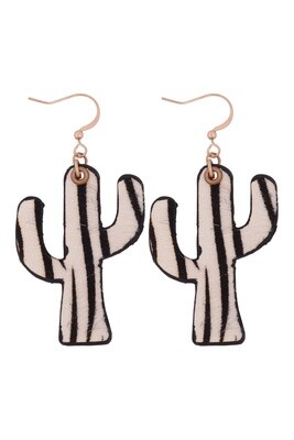 Genuine Leather Cactus Earrings