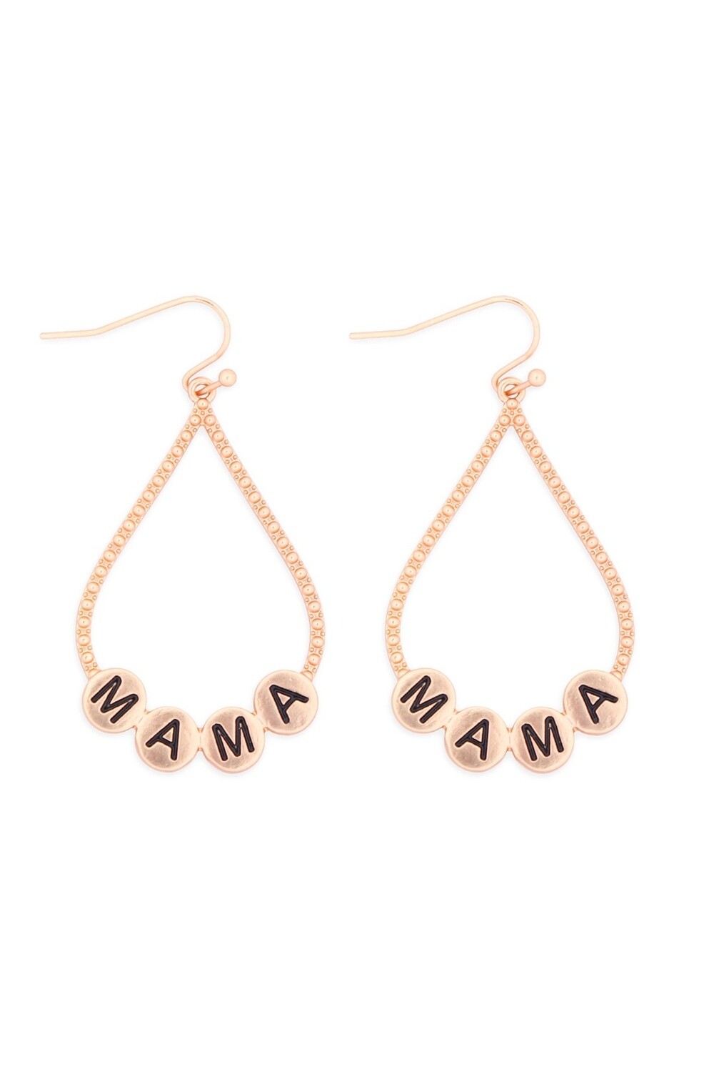 Charm Teardrop Earrings, Color: Matte-Gold, Text: Mama