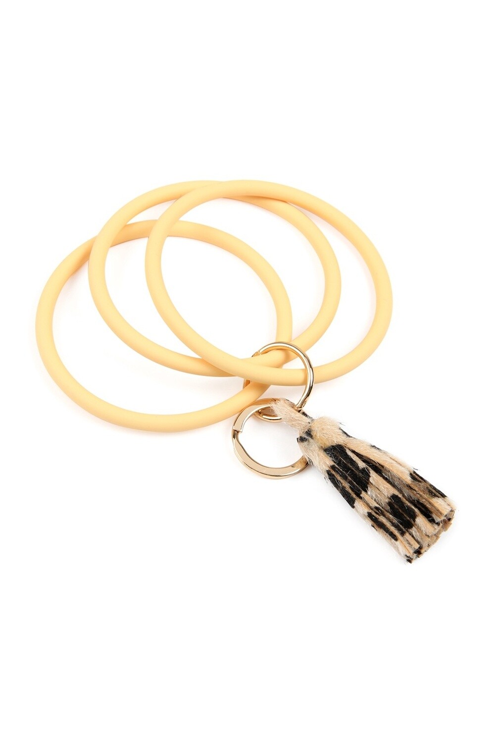3-Ring Leopard Tassel Keychain Bracelet