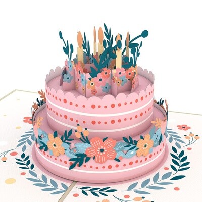 Floral Birthday Cake Pop-Up Card LP2117