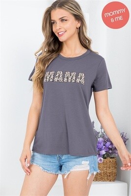 Leopard "MAMA" Print SS T-Shirt