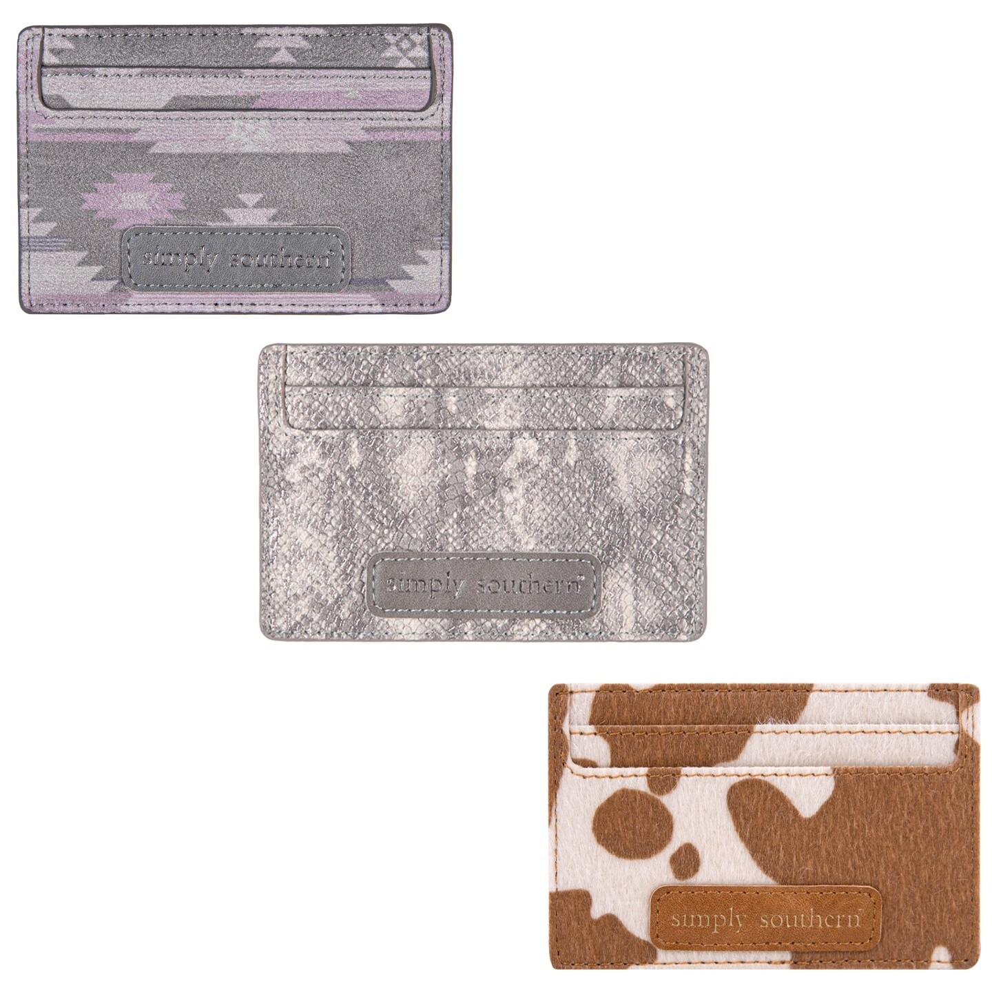 Leather Card Slot Holder, Pattern: Aztec