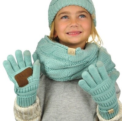 Kid's Classic Solid Cable Knit Smart-Tip Gloves