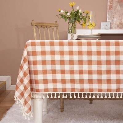 Buffalo Plaid Tassel Tablecloth