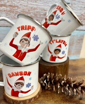 Custom Elf on the Shelf  Christmas Enamel Mug Cup