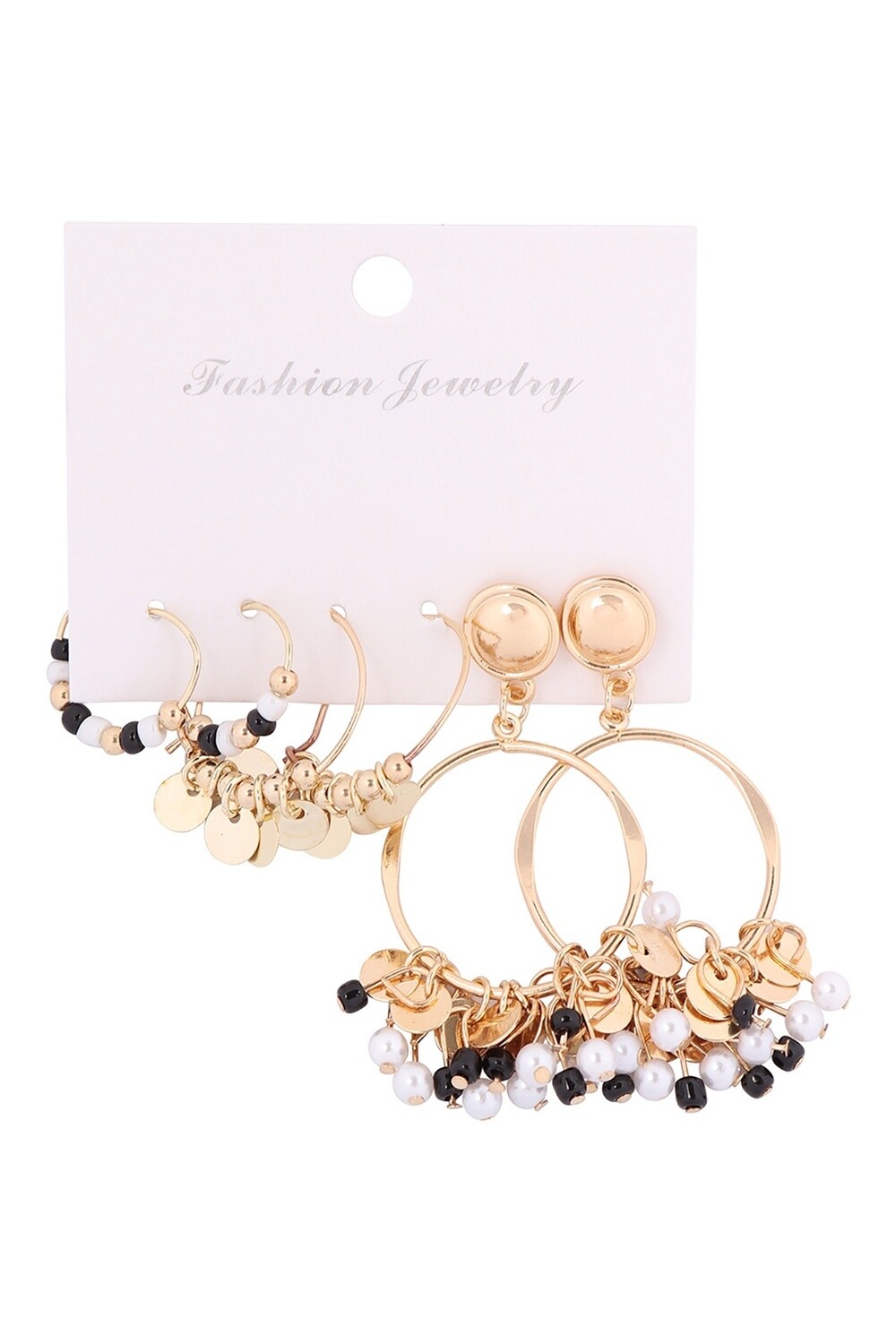 3-PC Set Disc Hoop Post Earrings