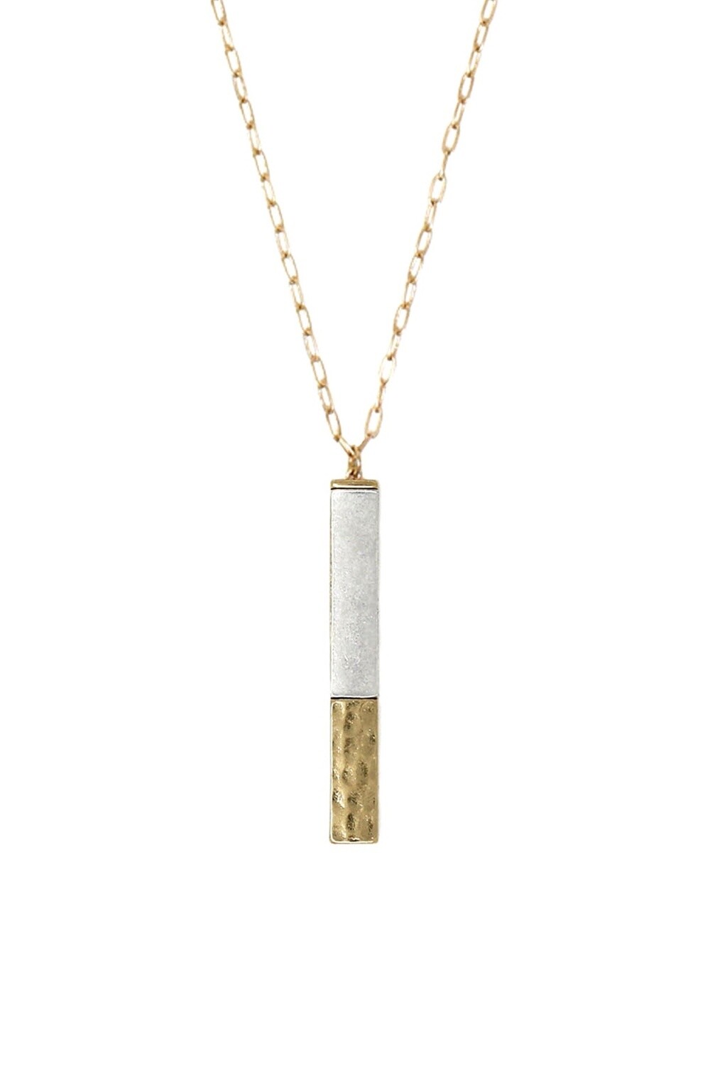 Gold & Silver Two-Tone Long Bar Necklace