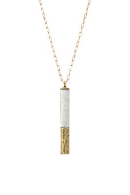 Gold & Silver Two-Tone Long Bar Necklace