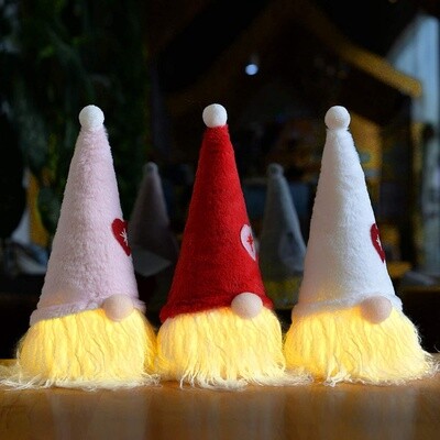 Fabric Valentine's Tabletop Light-Up Gnome