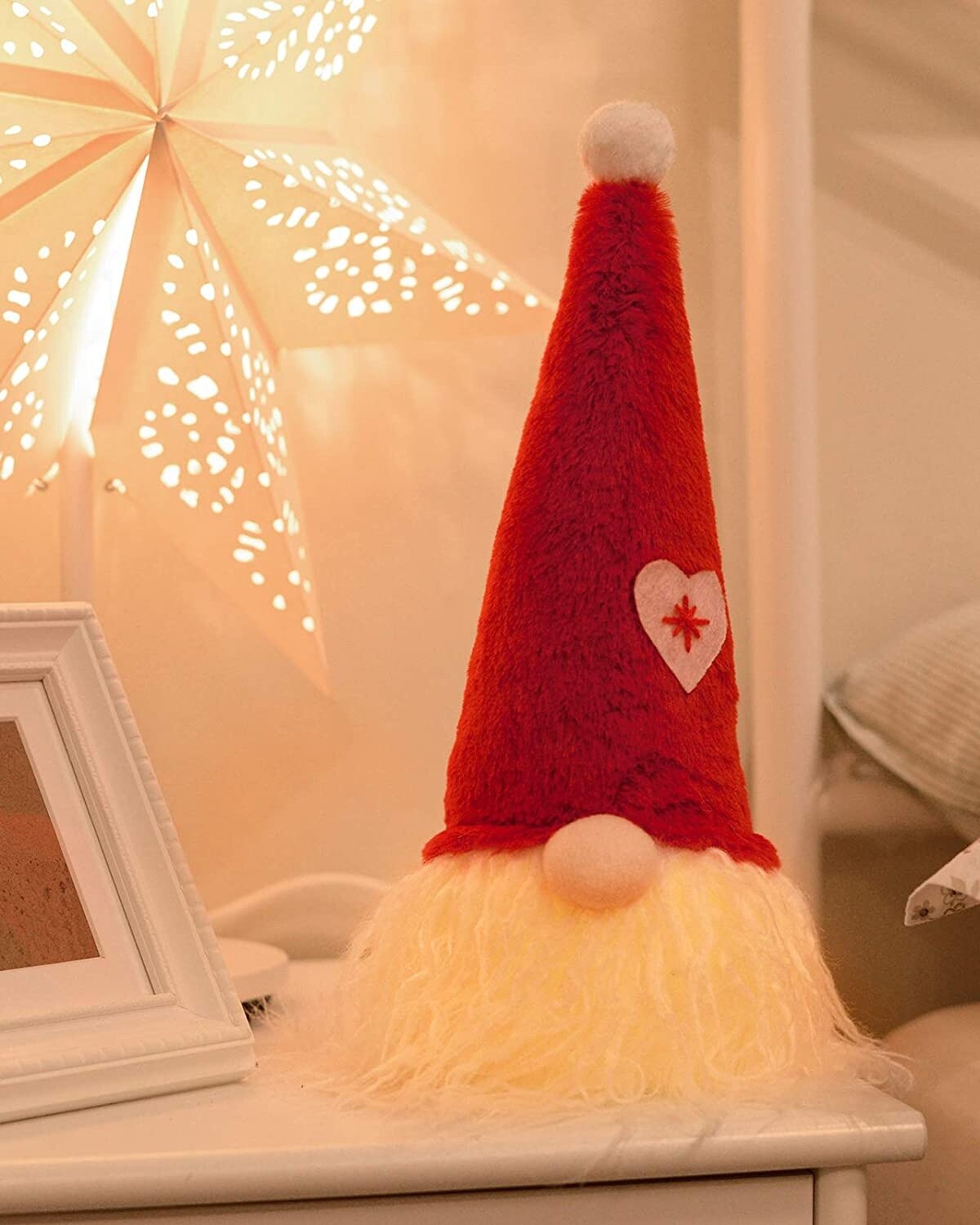 Fabric Valentine&#39;s Tabletop Light-Up Gnome