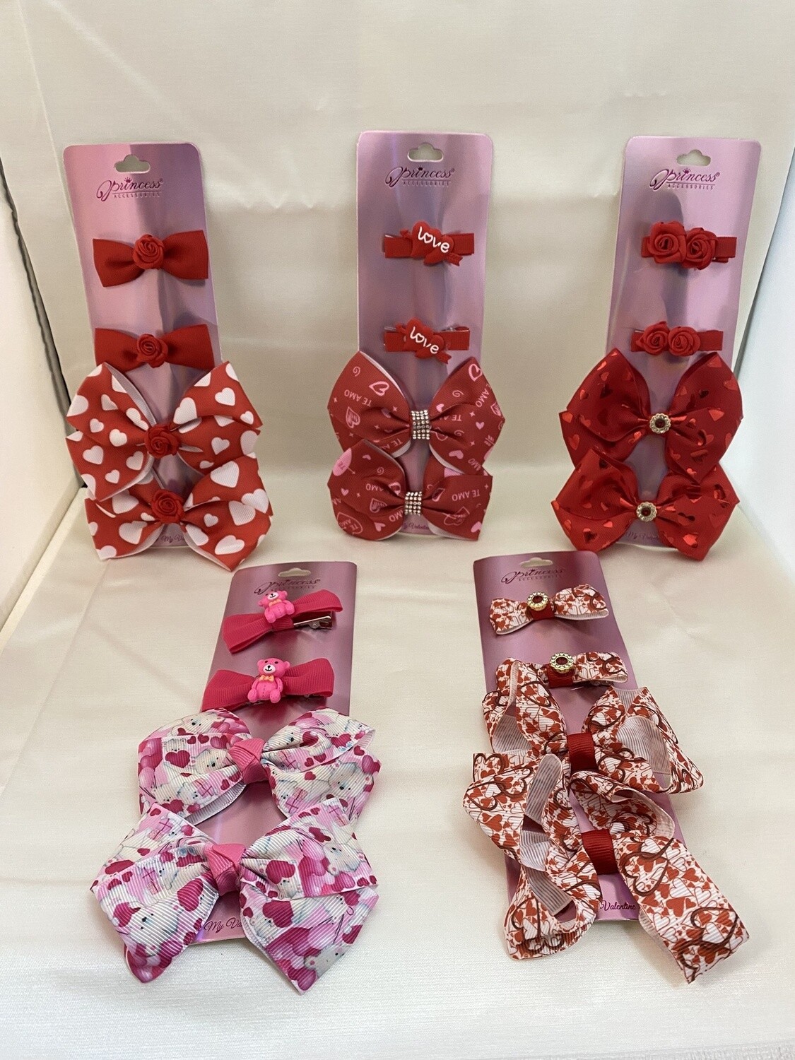 Kids 4-PC Valentines Bow and Clip Set