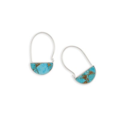 Copper/Turq Semi-Circular Dangle Earrings