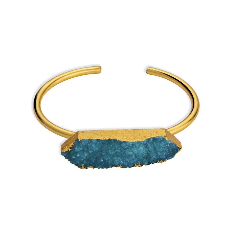 Deep Sea Druzy Stone Cuff Bracelet