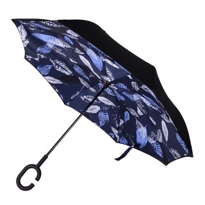 Smart-Brella Umbrella - Blue Leaves