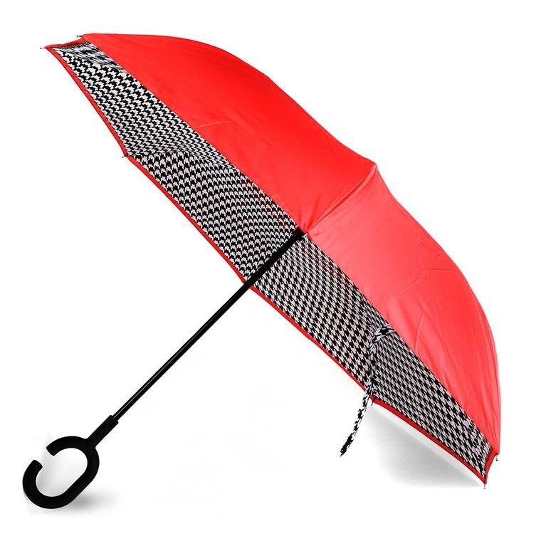 Smart-Brella Umbrella - Houndstooth/Red