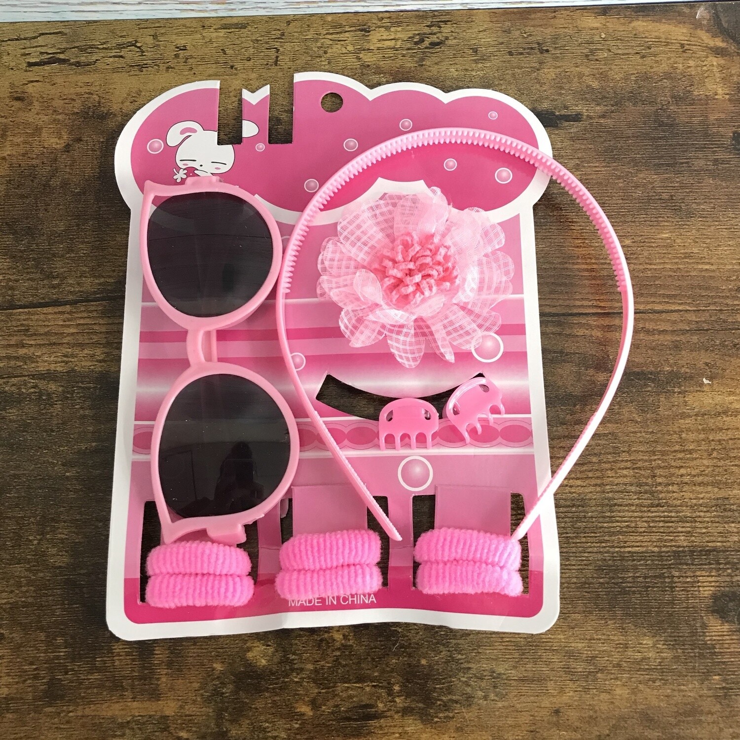 Kids Sunglass Hair Accessory Set, Color: Pink