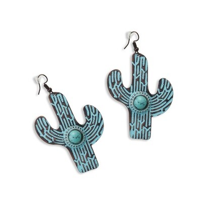 Indo-Western Cactus Turquoise Earrings