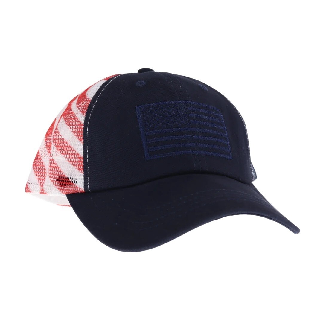 Unisex Embroidered USA Flag Mesh Back Ball Cap