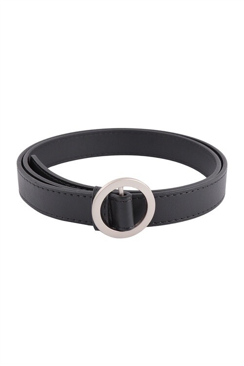 Circle Buckle Fashion PU Leather Belt, Color: Black