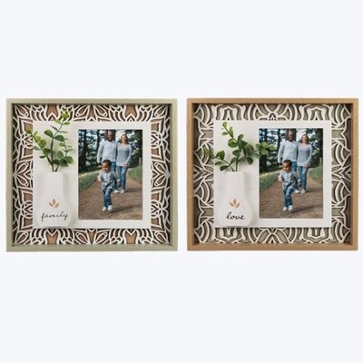 4x6 Floral Wood Photo Frame with Vase