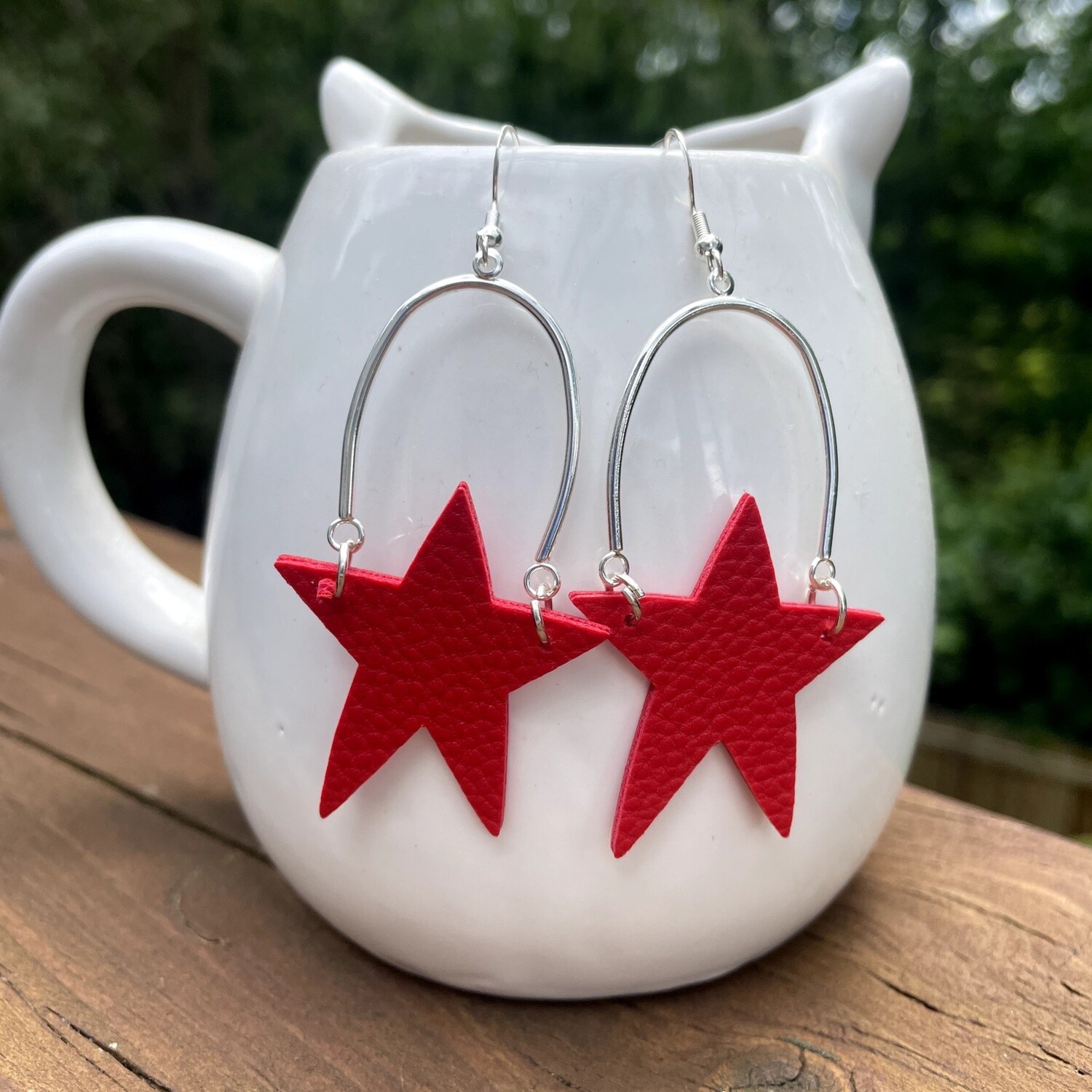 Hanging Star Arch PU Leather Earrings